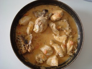 Pollo con manteca de cacahuete